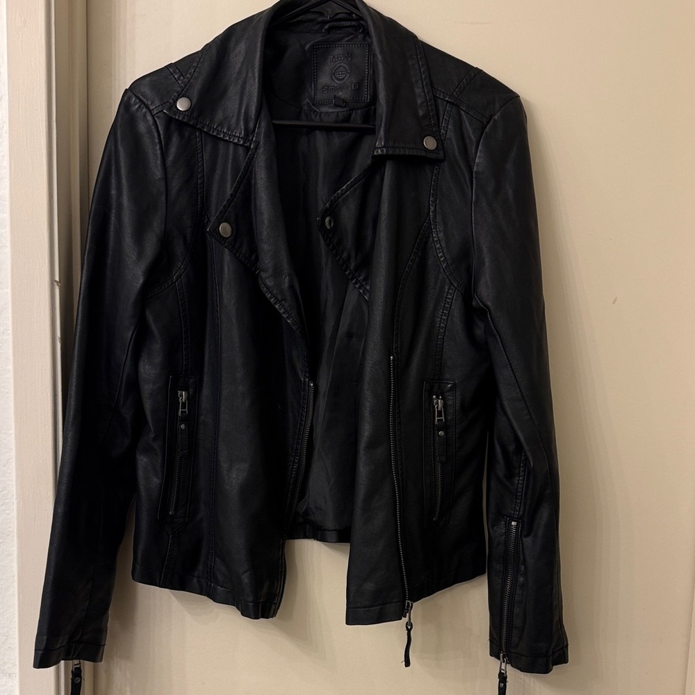 Max Studio Women's Black Faux Leather Jacket - small - Picture 7 of 10
